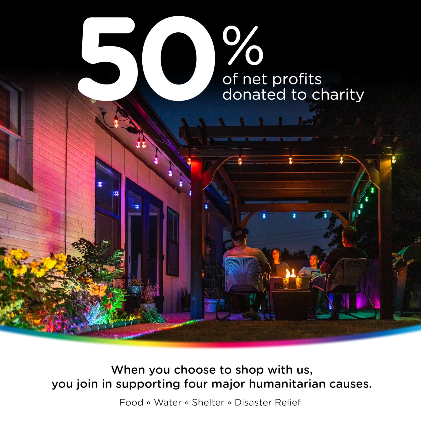 Enbrighten 24ft RGB Outdoor String Lights 12 Bulbs Remote Weatherproof 37791