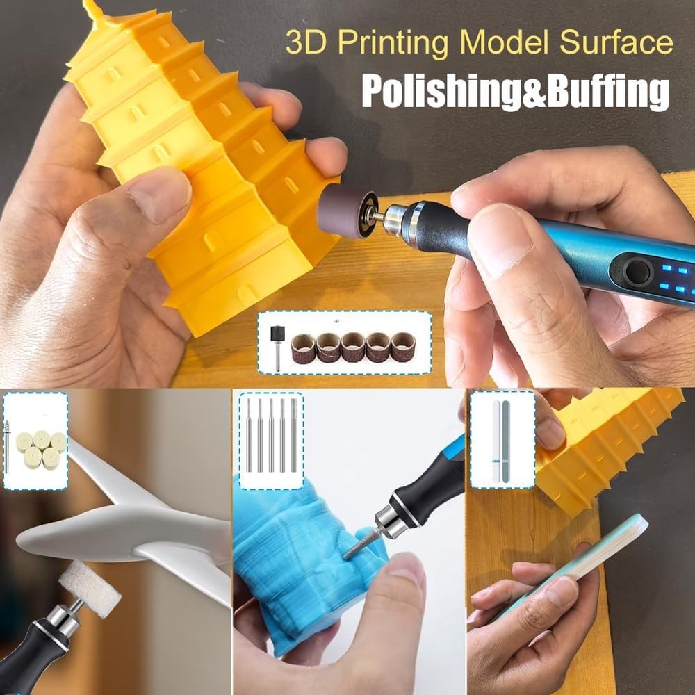 3D Printing Tools Kit,3D Printer Accessories, 3-Speed USB Rotary Tool with Bits