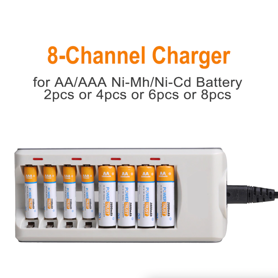 8 Slot Battery Charger For Ni-MH Ni-CD AA AAA Rechargeable Batteries Fast Charge