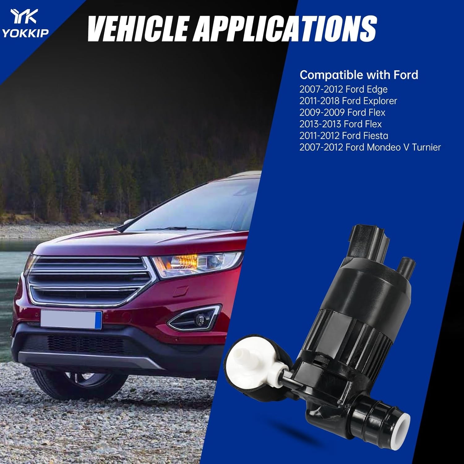 Windshield Washer Pump - Replacement for Ford Explorer, Edge, Fiesta, Flex, Mond