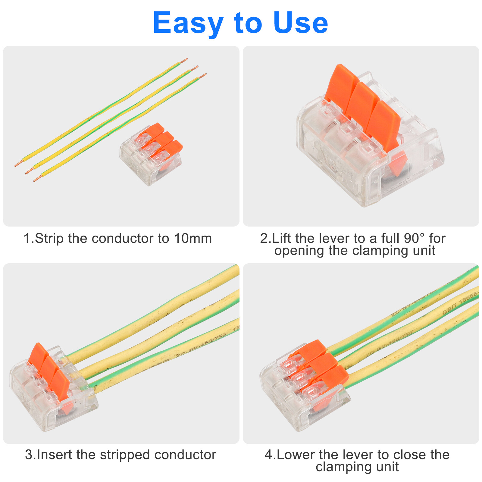 90Pcs For Wago 221 Lever Nuts Compact Splicing Wire Connectors - 2/3/5 Terminal