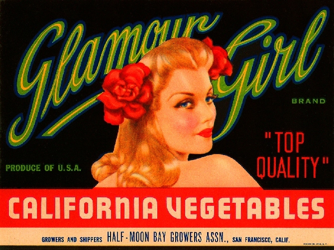 San Francisco California Glamour Girl Pin-Up Vegetable Crate Label Print