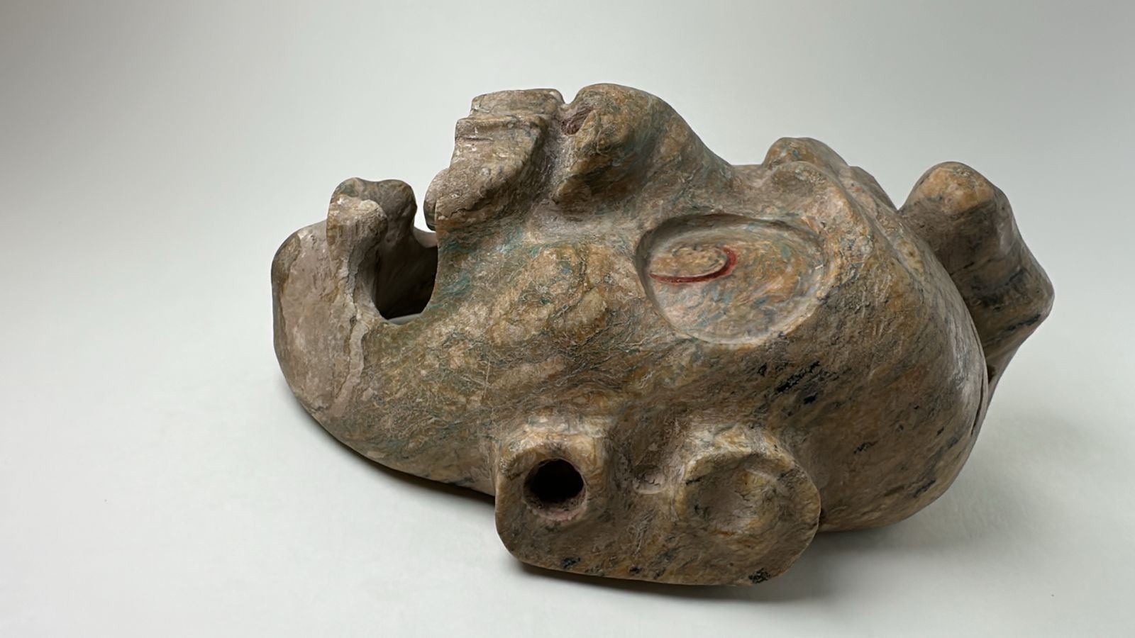 Precolumbian Mayan Stone Chacc God Face Pectoral Pendant 700 AD 1200 AD