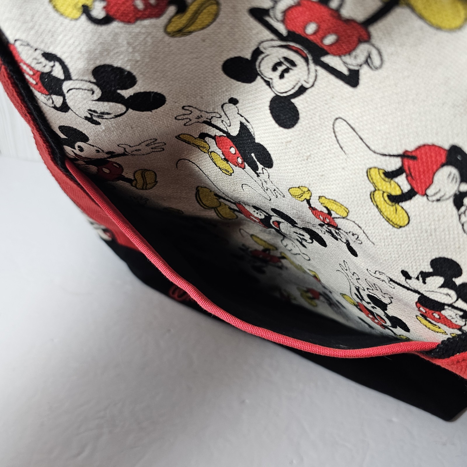 Disney Parks Walt World Canvas Mickey Mouse Allover Tote Bag Heavy Duty Zipper