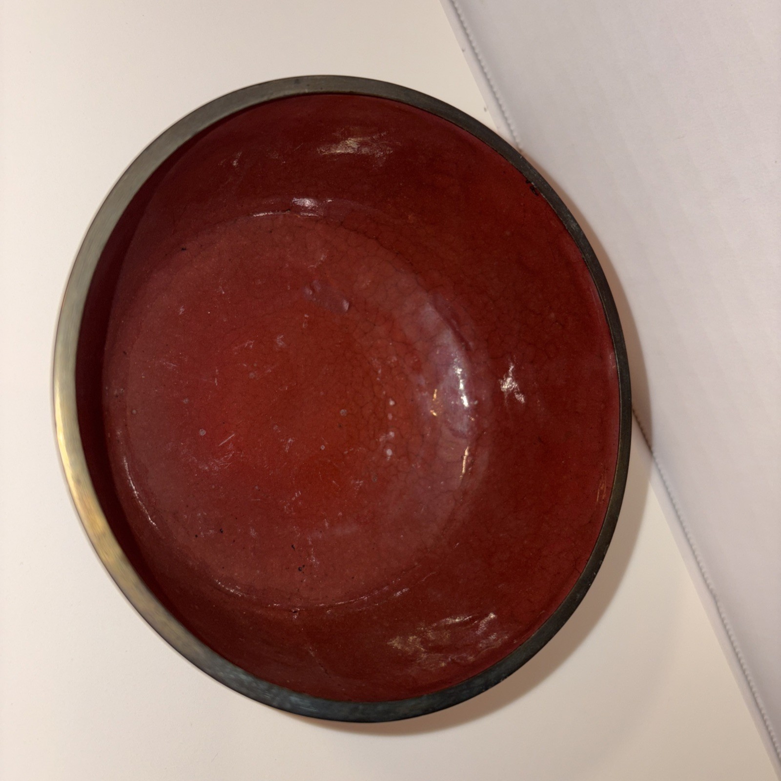 Vintage Cloisonné Enamel Bowl Maroon/green/blue China 4.5” Flowers