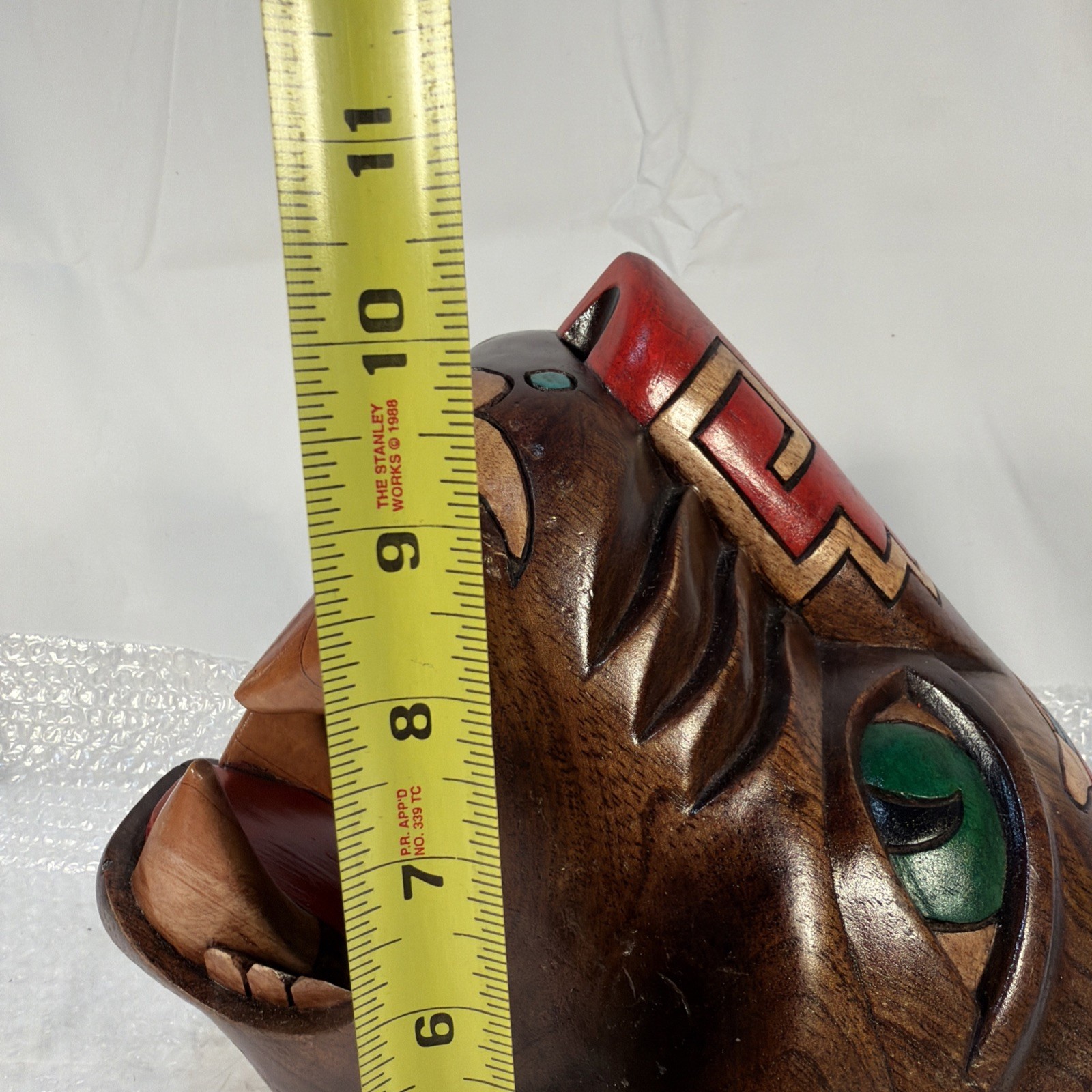 Vintage MCM Mayan Handcarved Wood Jaguar Panther Head Folk Art Rare