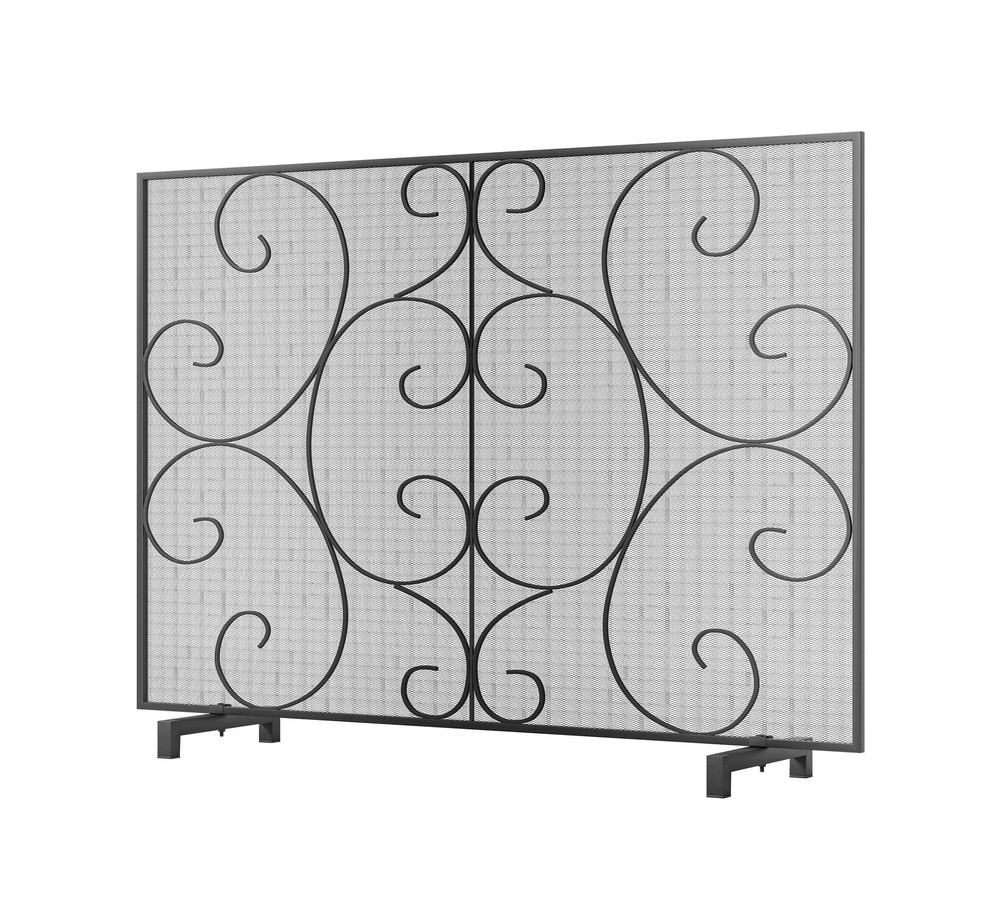 Kingson Single Panel Fireplace Screen Cover Handcrafted Solid Wrought Iron Me...