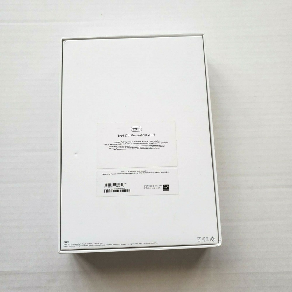 Apple iPad 7th Generation 32GB Space Gray Model A2197 EMPTY BOX ONLY NO IPAD