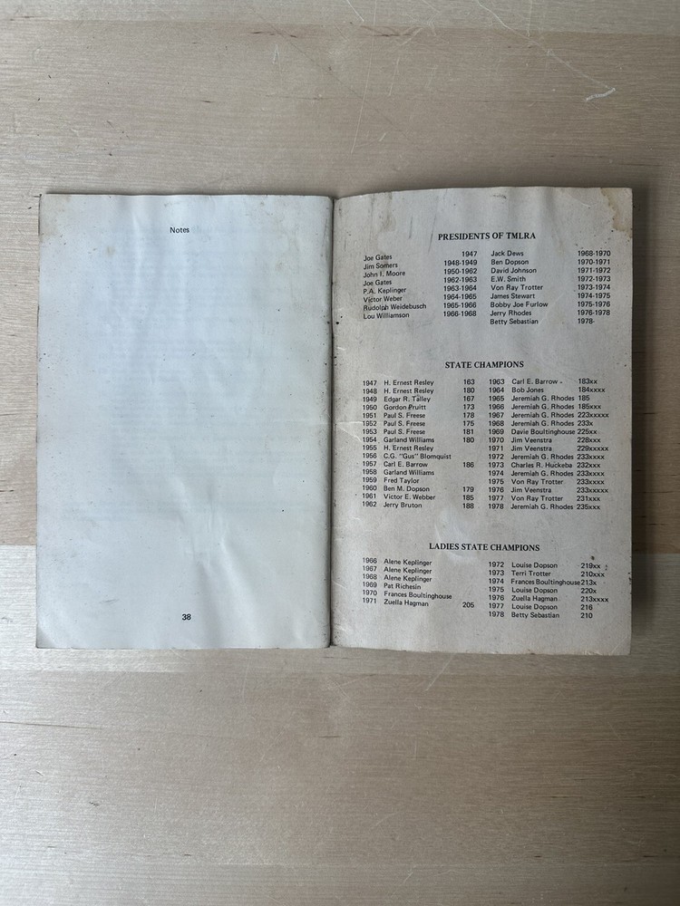 Texas Muzzle Loading Rifle Association TMLRA Rules Regulations First Print 1978