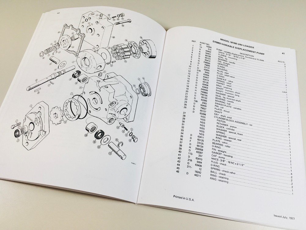J I Case 1816B Uni Loader Parts Manual Catalog Skid Steer Assembly Exploded View