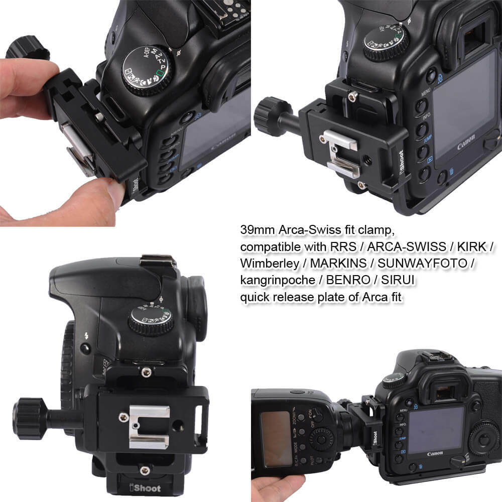 Speedlite flash bracket Hot Shoe Mount for iShoot Camera L Quick Release Pate