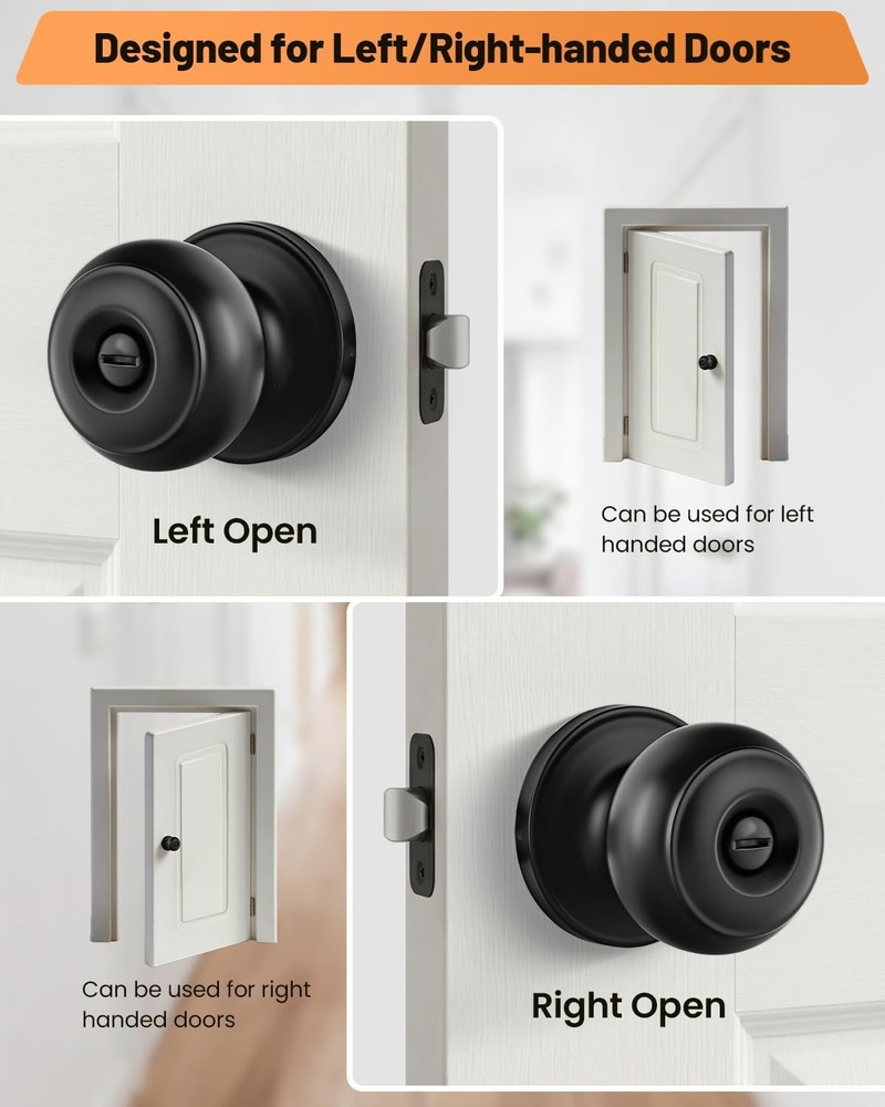10 Pack Black Door Knobs, Privacy Door Knobs Interior Door Knob for Bedroom US..