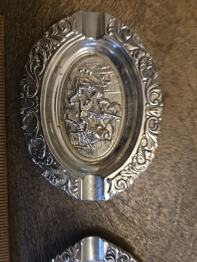 2 Small Vintage Silver Plated Ashtrays See All Pics And Description