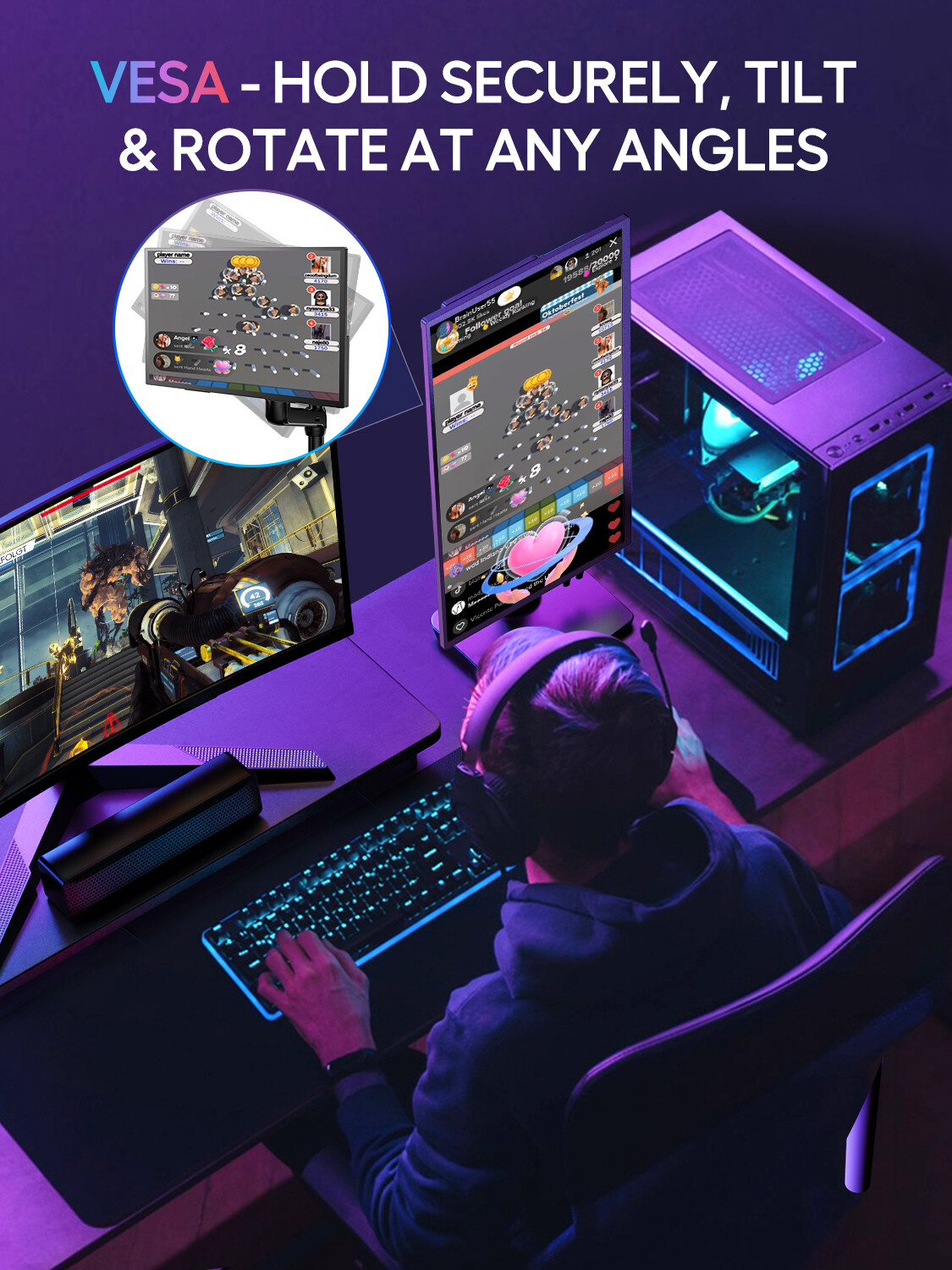 UPERFECT 18" 4K Portable Monitor 3840*2160 Ultra-Slim Screen w/Adjustable Stand