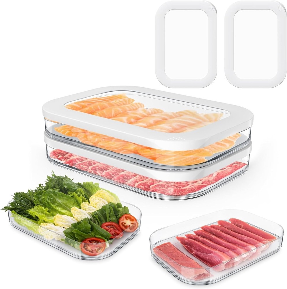 6 Pcs Deli Meat Container Fridge Stackable Bacon Lunch Meat Container