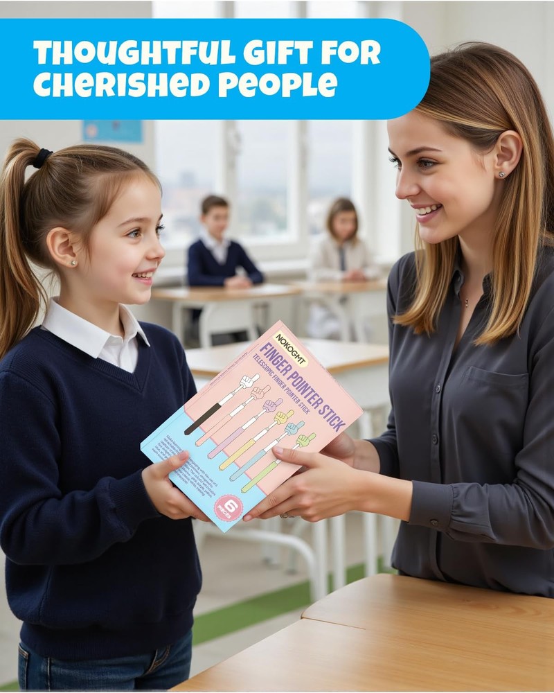 NOKOGMT 6PCS Finger Pointer Stick for Classroom – Extendable Teacher Pointer...