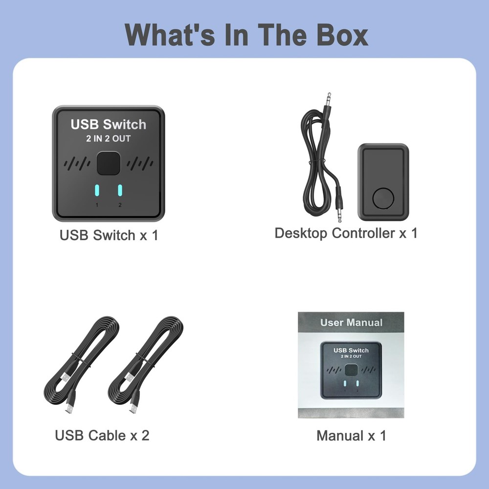 USB Switch 2 in 2 Out for Sharing Keyboard and Mouse Between Two Computers, A...
