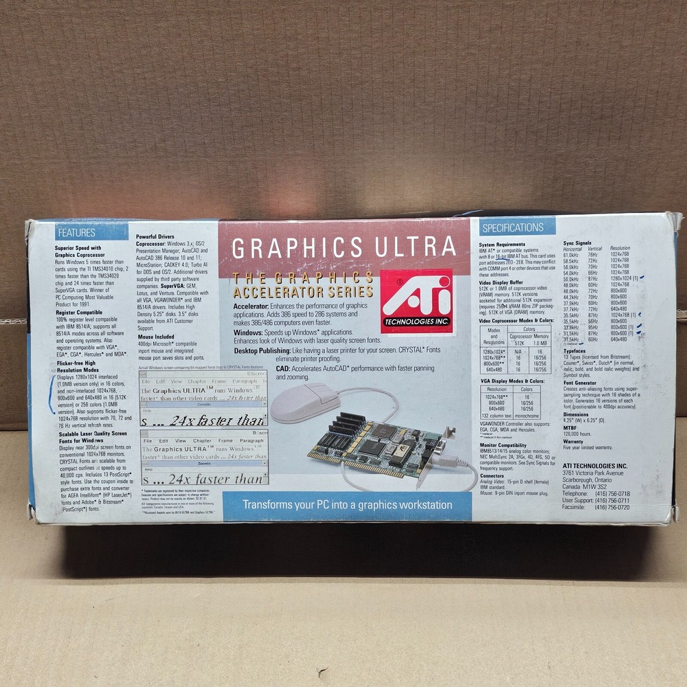 ATI Mach 8 Graphics Ultra Accelerator Series 1MB CIB & Mouse