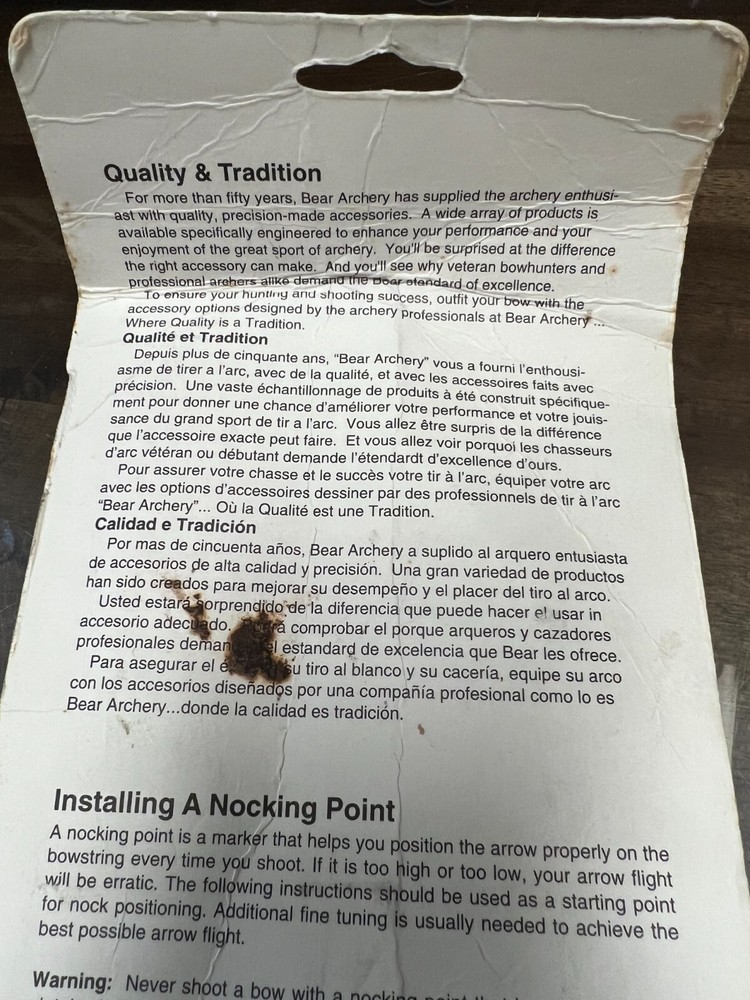 Bear Nock Set Kit 7104 new damaged box