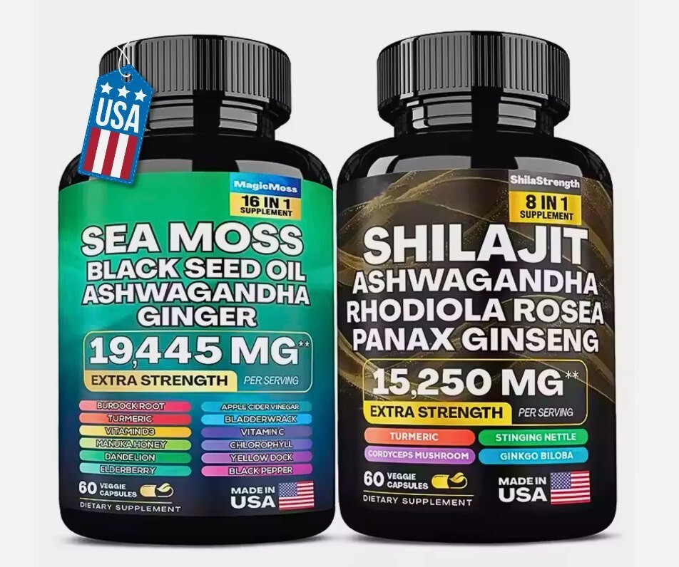 Sea Moss & Shilajit (Black Seed Oil, Turmeric, Ashwagandha, Ginger, Vitamin D
