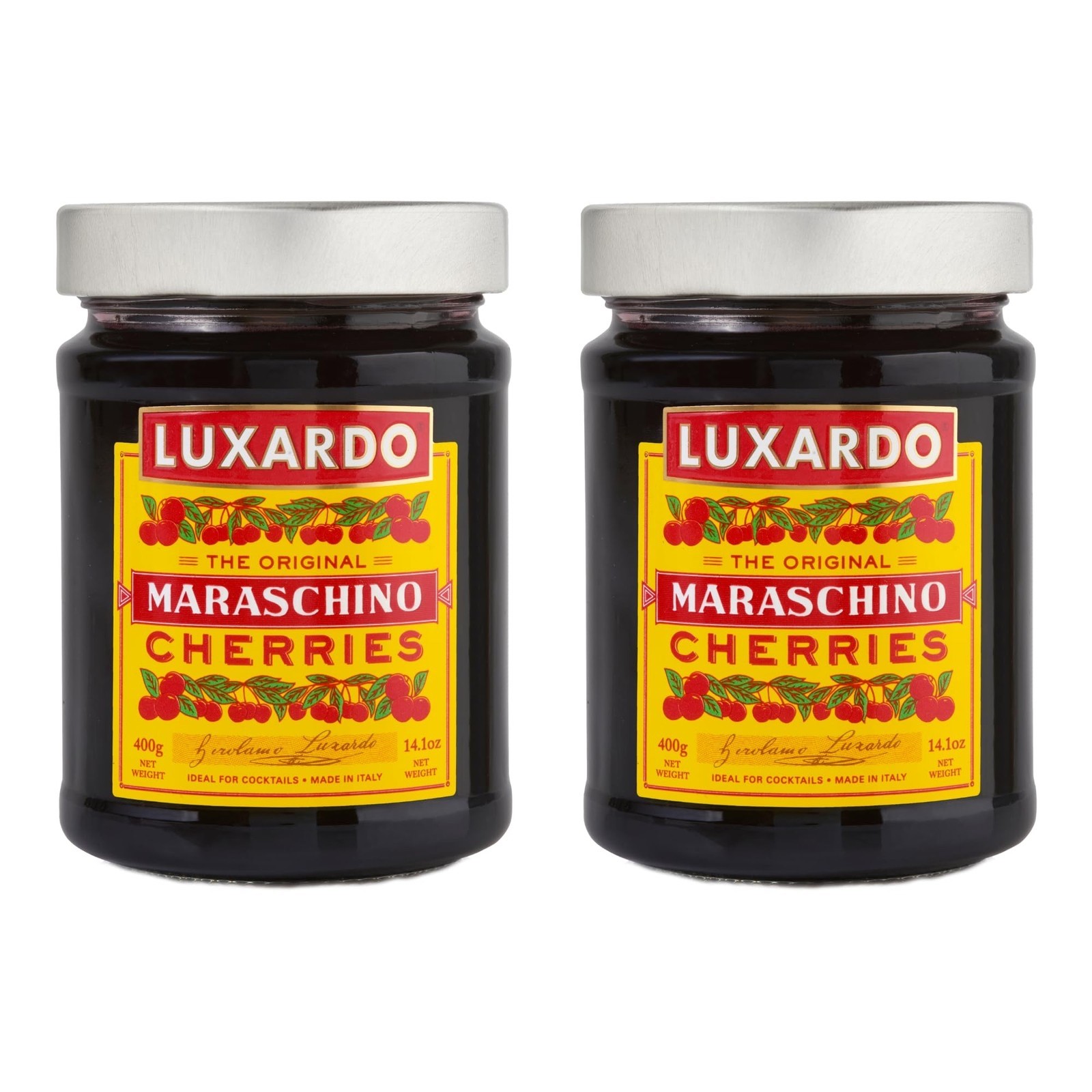 Luxardo Maraschino Cherries NET WT 14.1 oz (400g) Made in Italy - 2 PACK