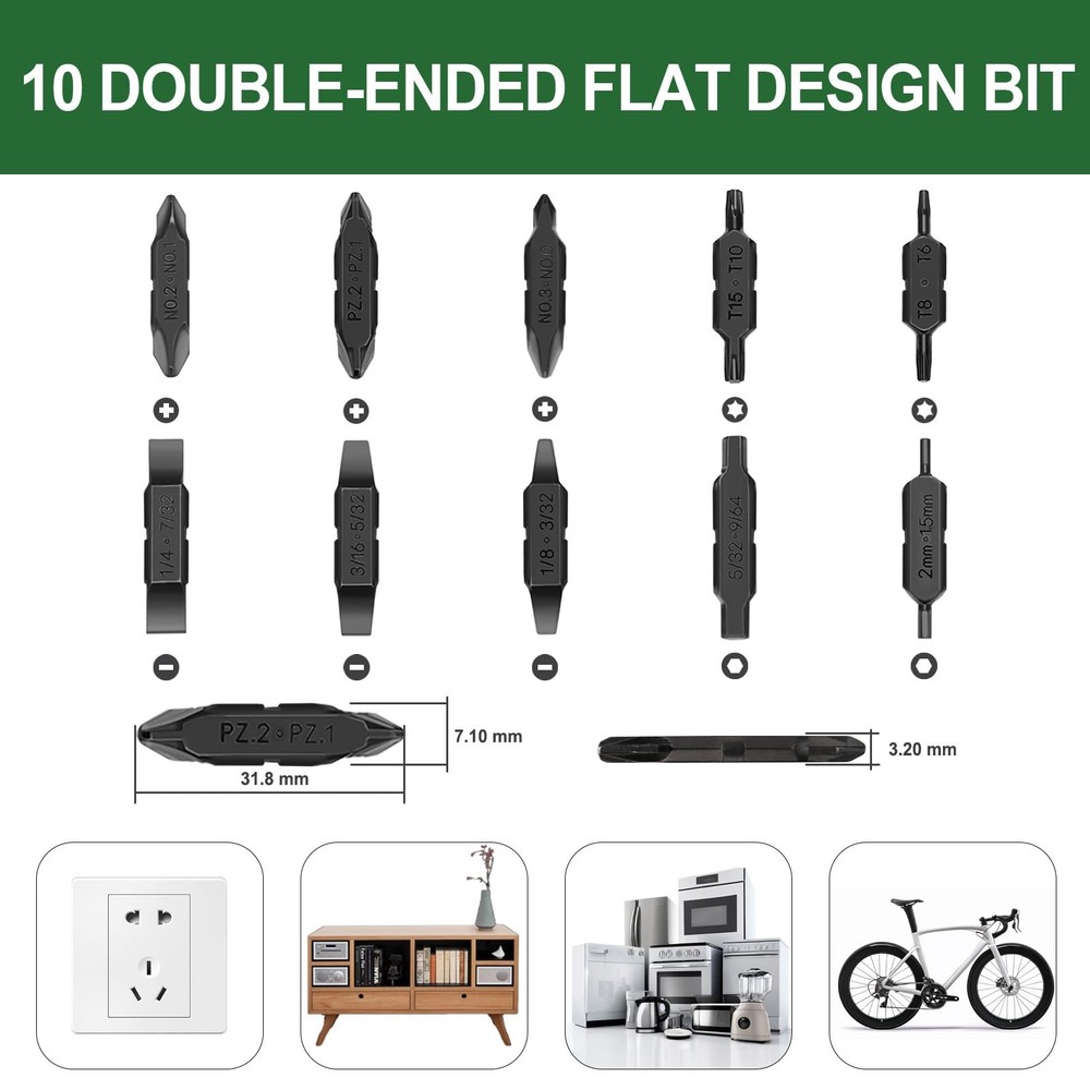, Bit Kit, 10 Double-Ended Screwdriver Bit Set for Multi-Tools, Pocket Tool E...