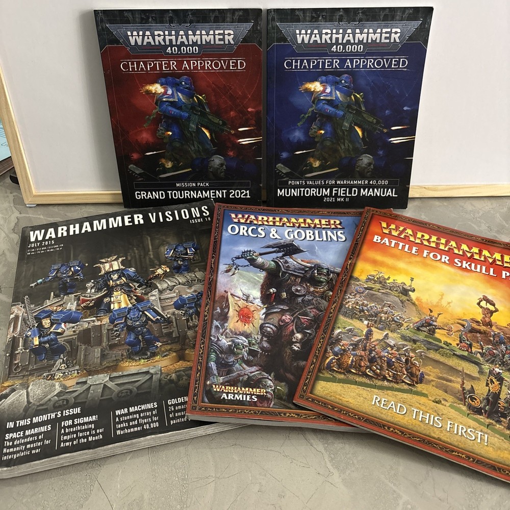 Warhammer Orcs & Goblins, Battle for skull pass, 2 x 40k chapter Book Bundle