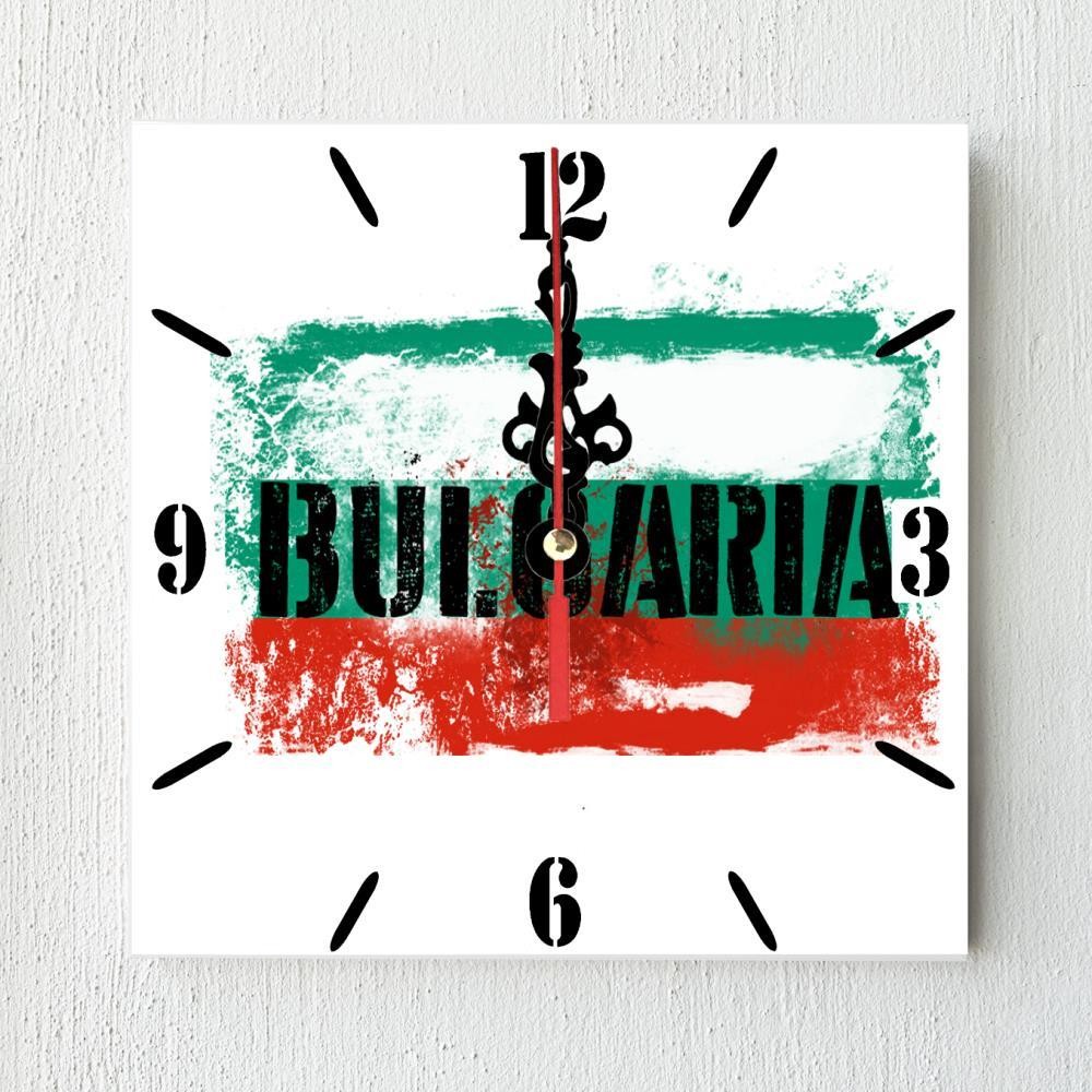 Bulgaria Flag Wall clock patriots CERAMIC Tile Watch Support Décor