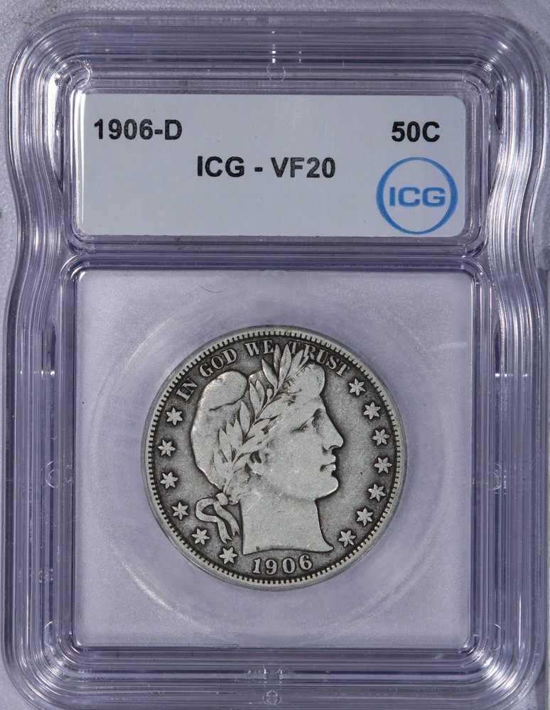 1906-D Barber Half Dollar 50c ICG VF20