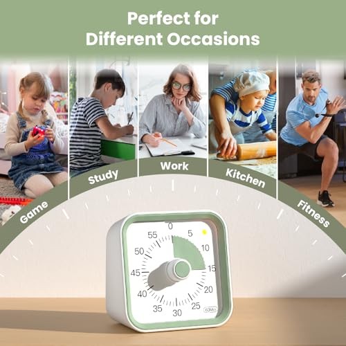 Visual Timer for Kids with Pause Function, 60 Minute Countdown Timer for White