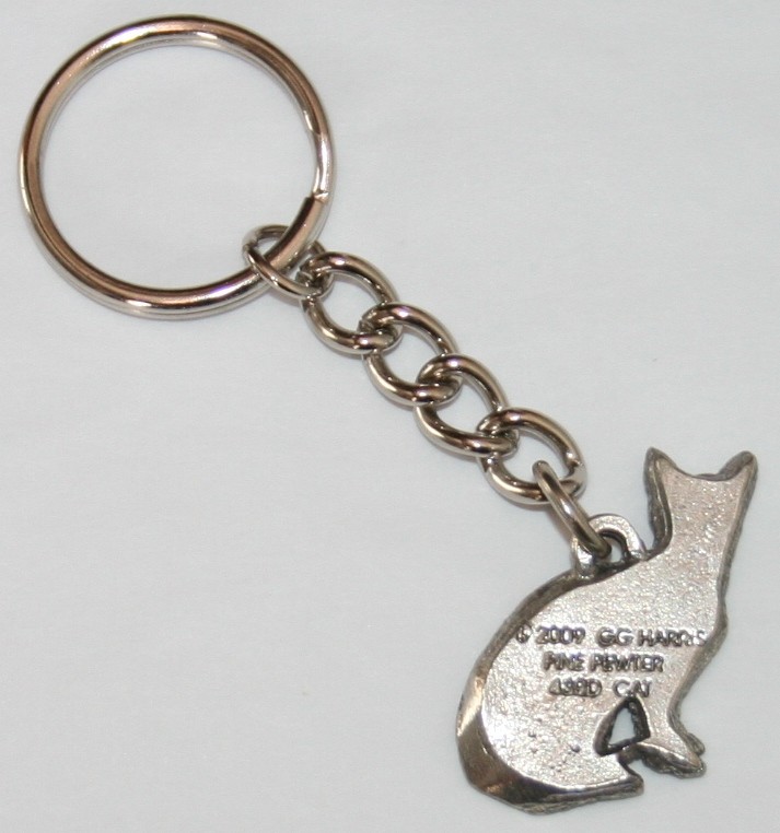 Cat Fine Pewter Keychain Key Chain Ring USA Made