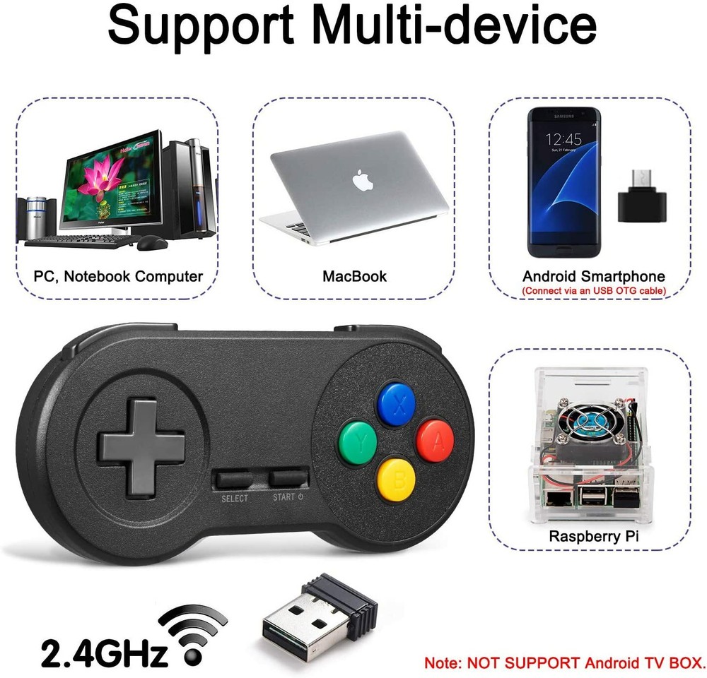 PC USB Wireless/Wired SNES/NES Gamepad Controller for Mac Raspberry Pi Retropie