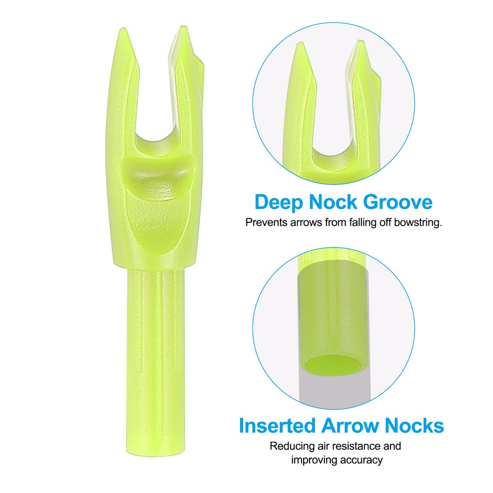 50Pcs Archery Arrows Nocks 4.2mm Insert Arrow Nock Replacement Yellow