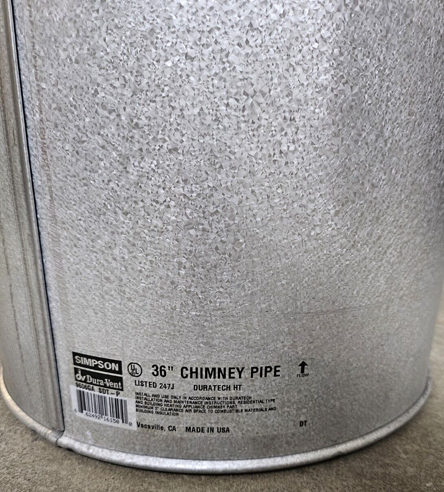 Duratech 9606GA 8" ID 36" long Chimney Pipe Section