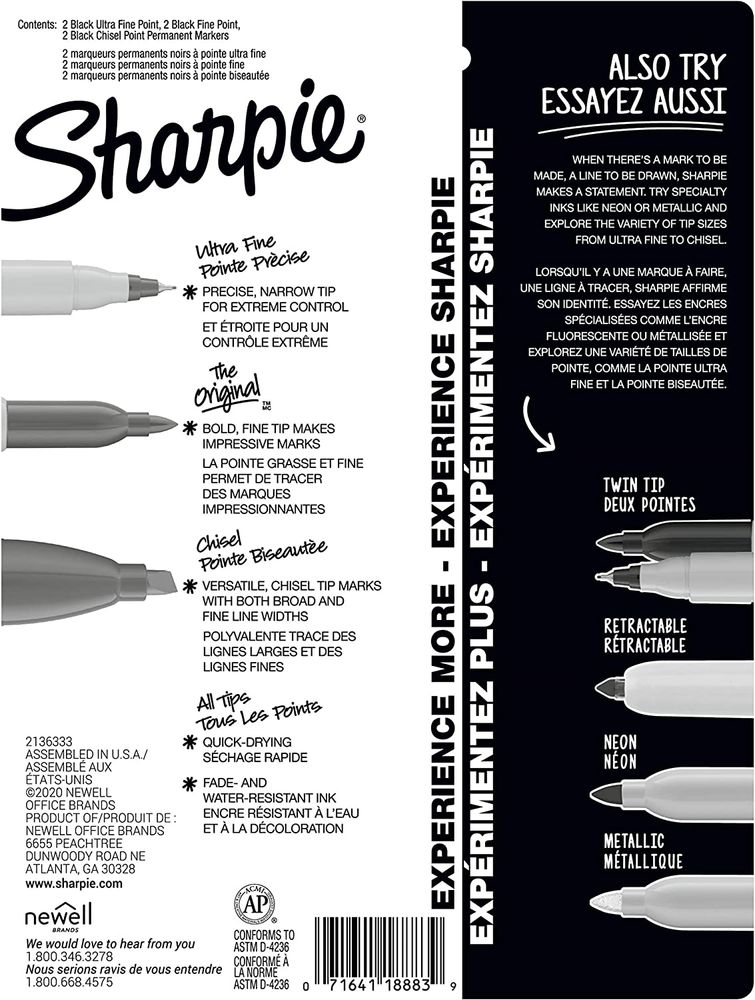 Sharpie Permanent Markers Variety Pack with Fine, Ultra-Fine, and Chisel Tips
