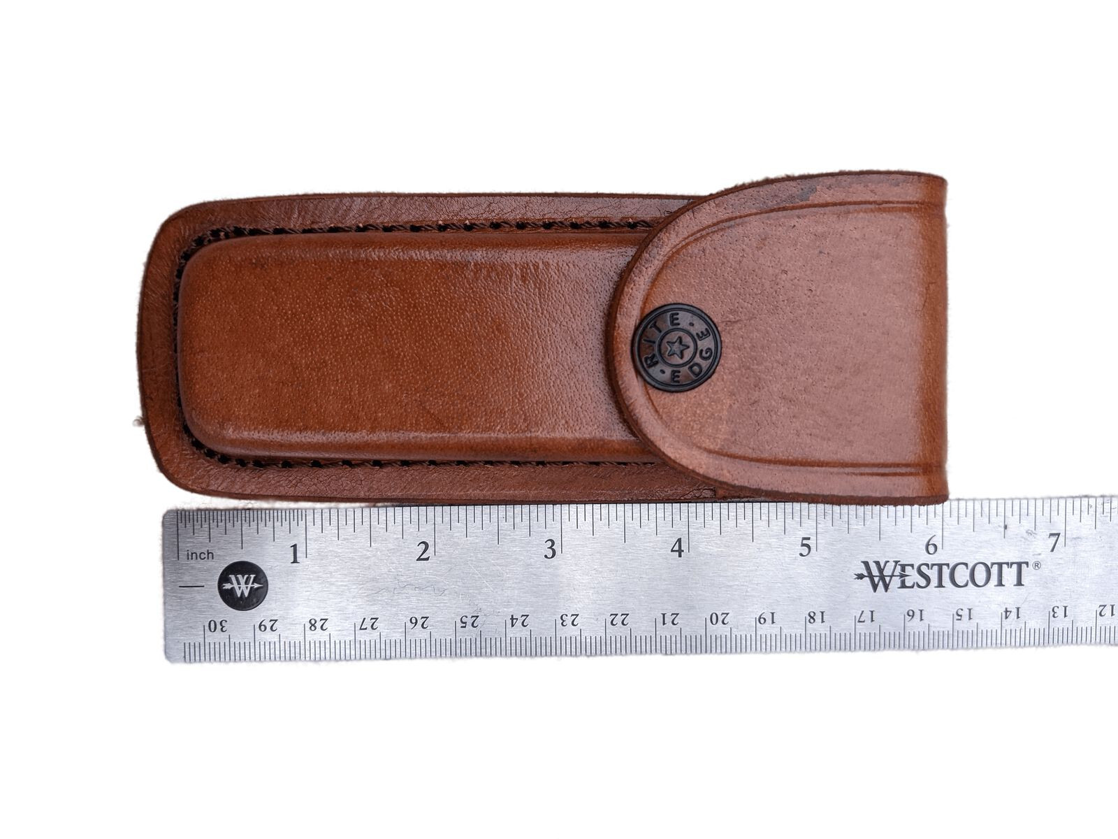 NEW Folding Pocket Knife Sheath 5" Brown Genuine Leather Belt Case