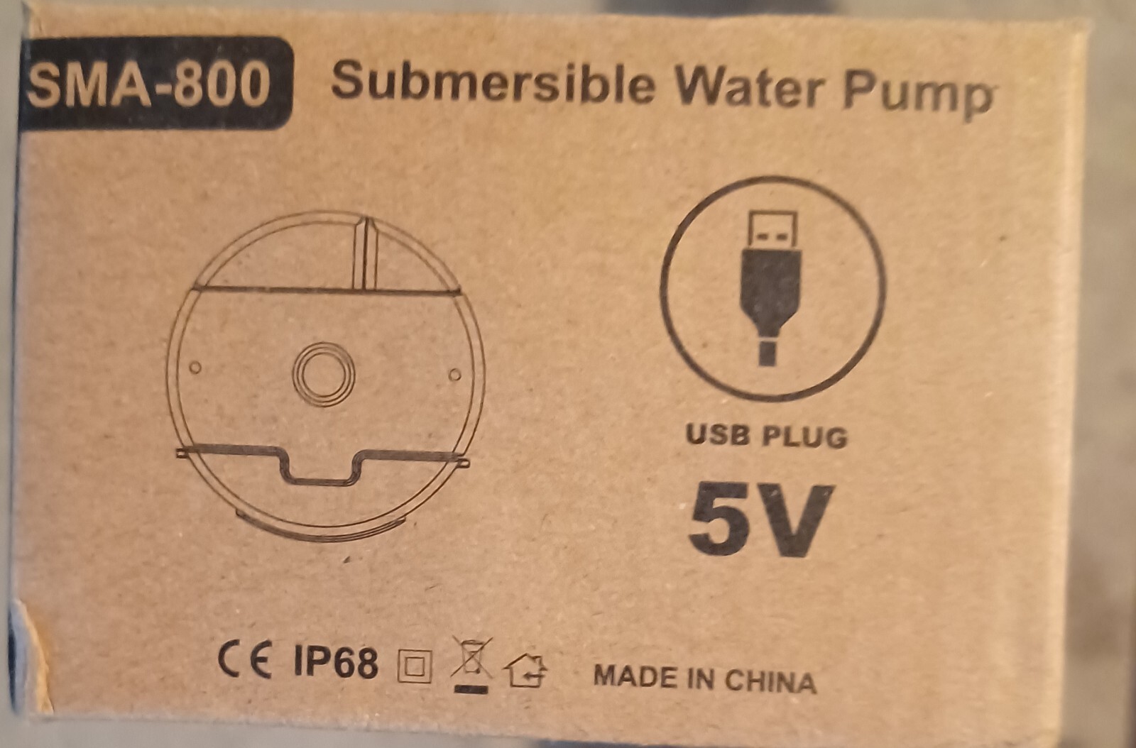 Submersible pet water fountain pump model SMA-800, new
