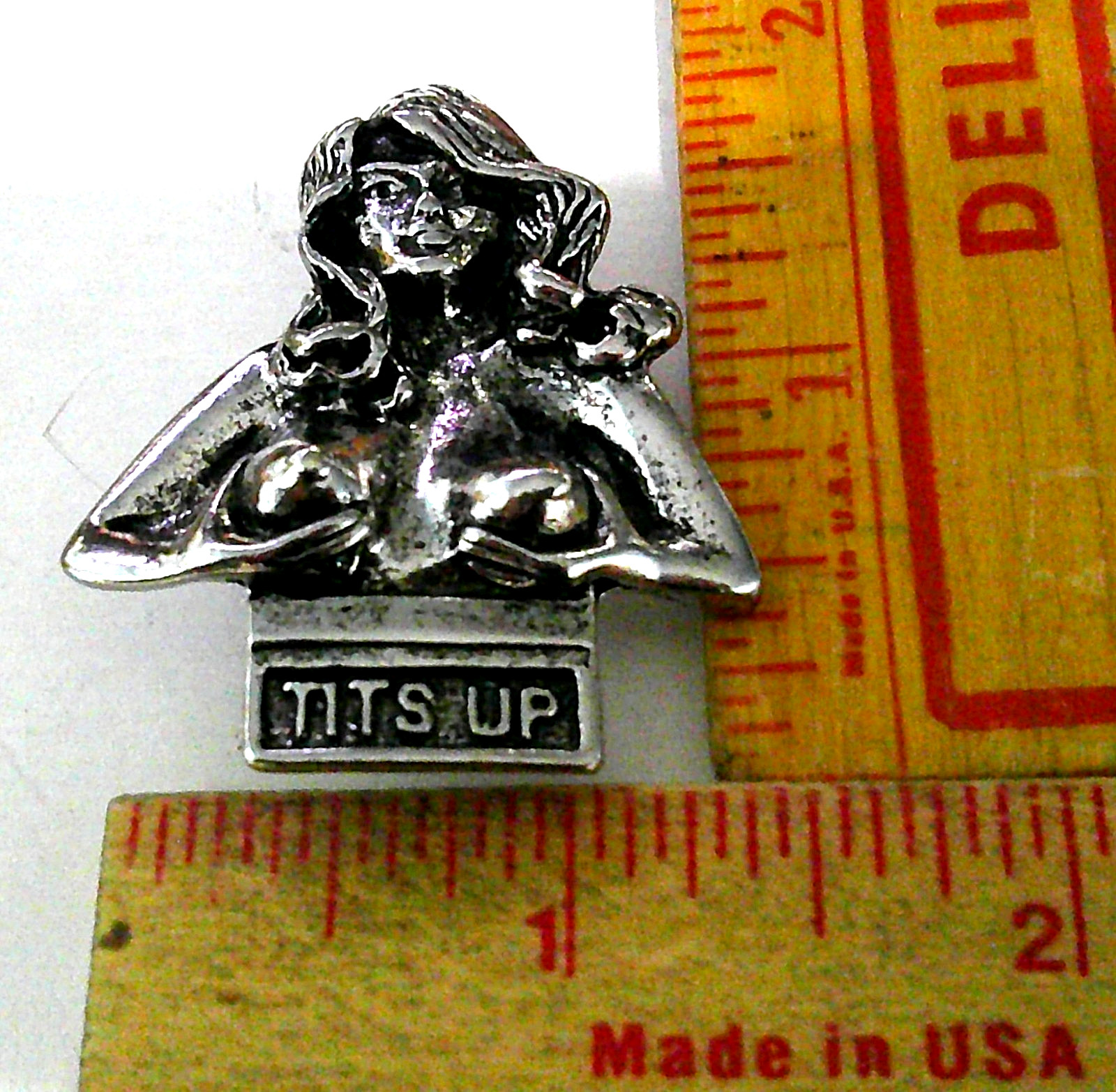 Tits Up pin vintage collectible old boobs breasts pinback biker vest badge