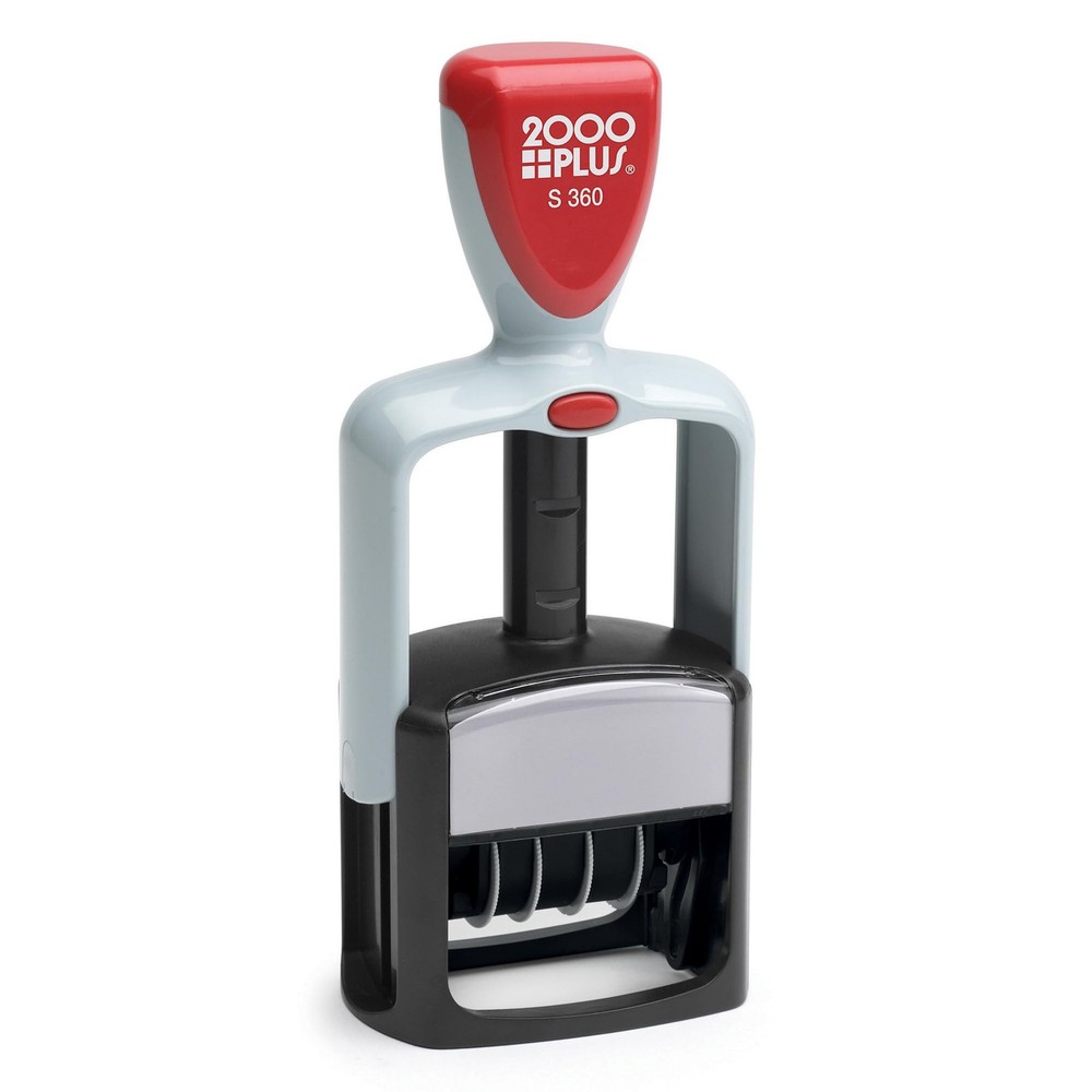 ® Self-Inking Date and 4 Phrase Stamp, Blue/Red