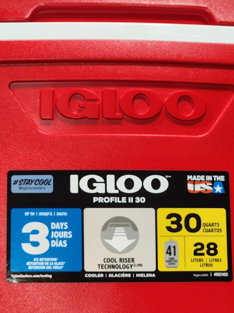 Igloo Profile II 30 Quart Bail, Red Portable Cooler