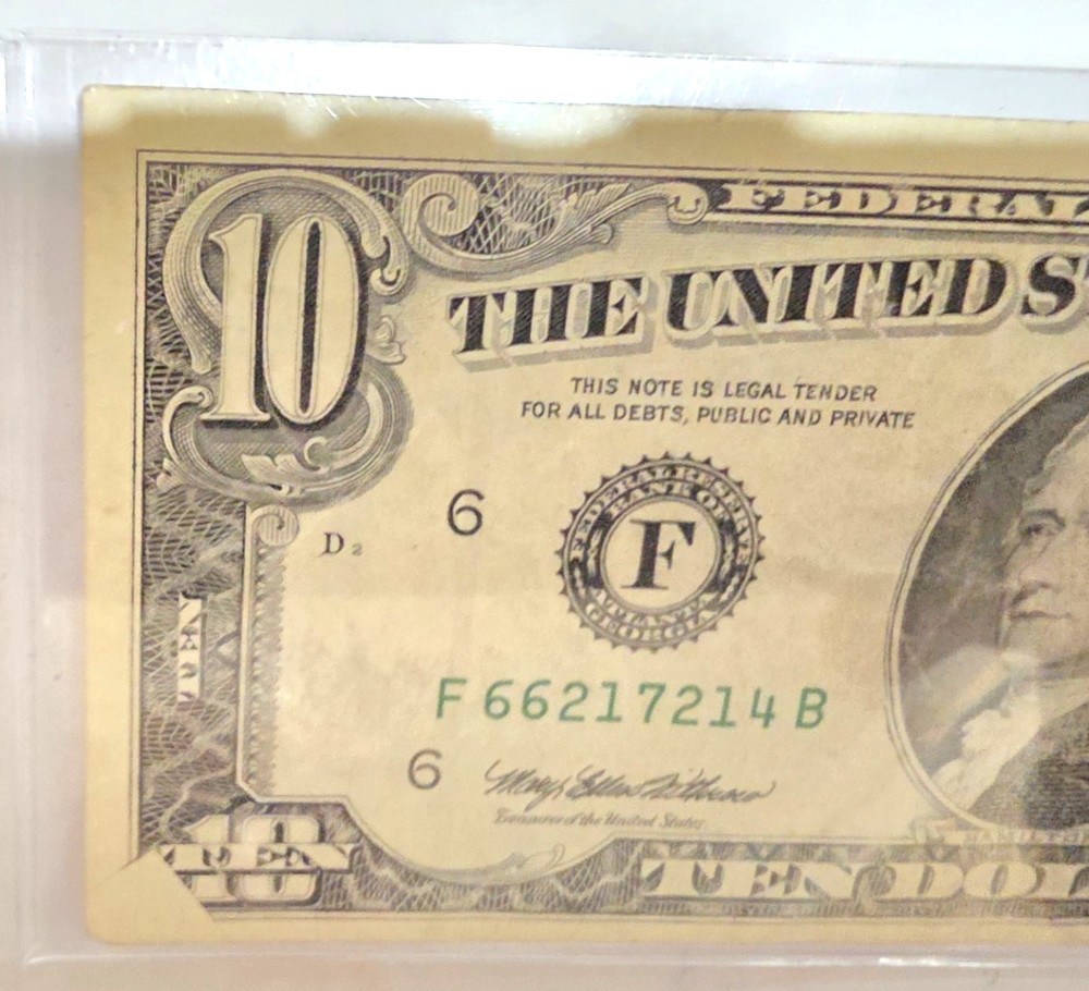 1995 $10 ATLANTA Fold Error NOTE.