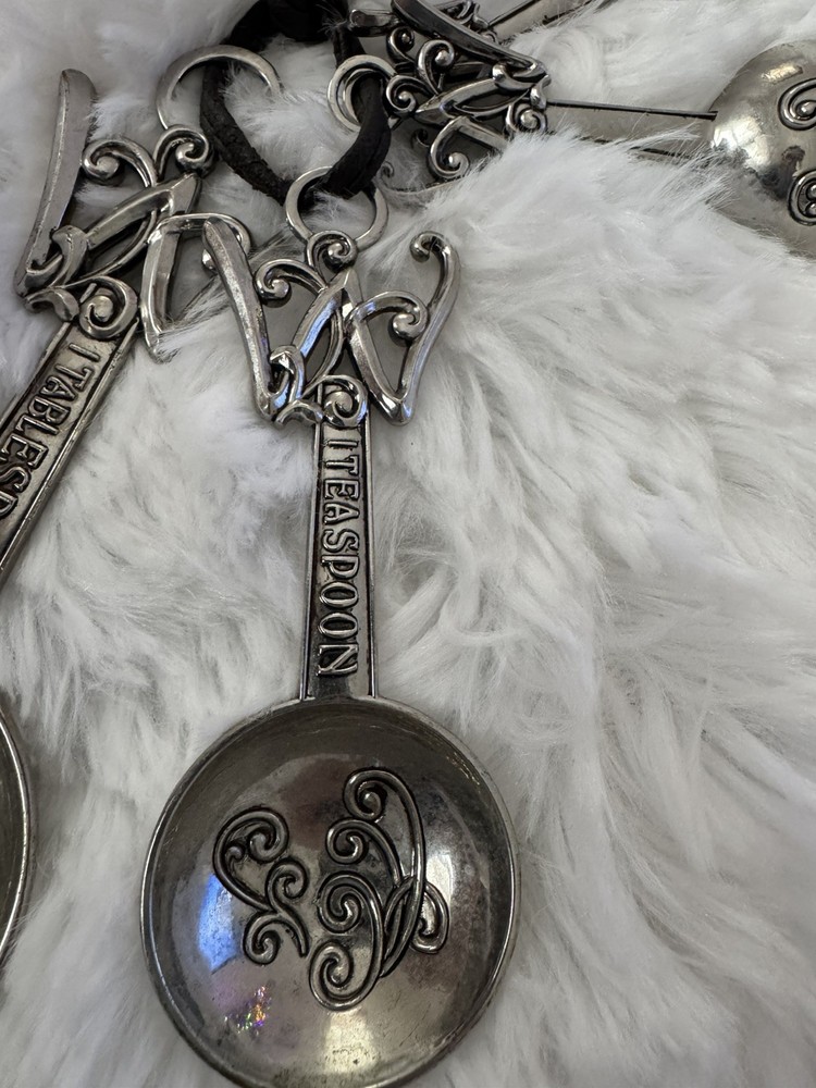 Silver Measuring Spoons Initial J Spiral Design Kitchen Decor
