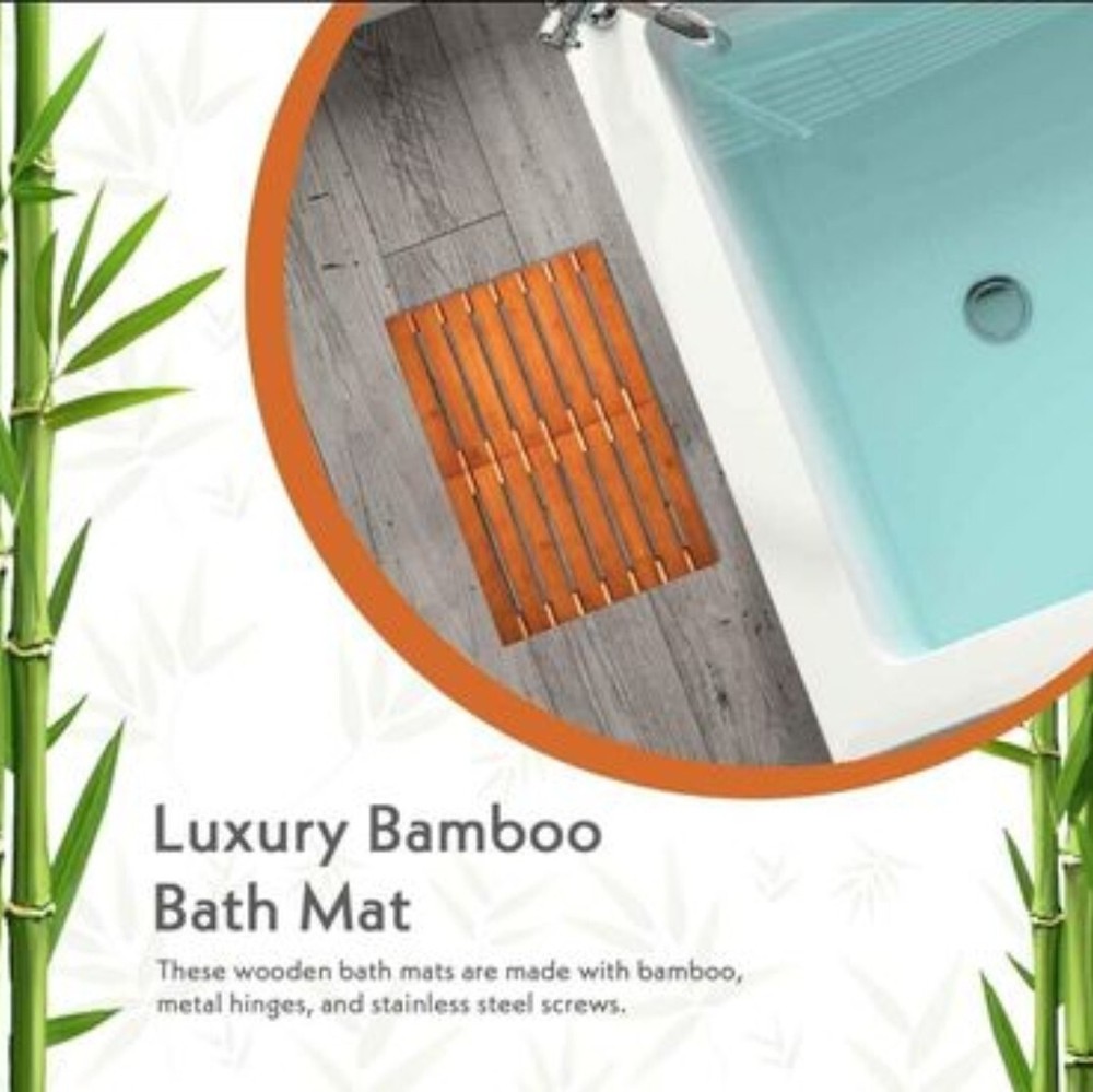 Luxury Bamboo Bath Mat Foldable
