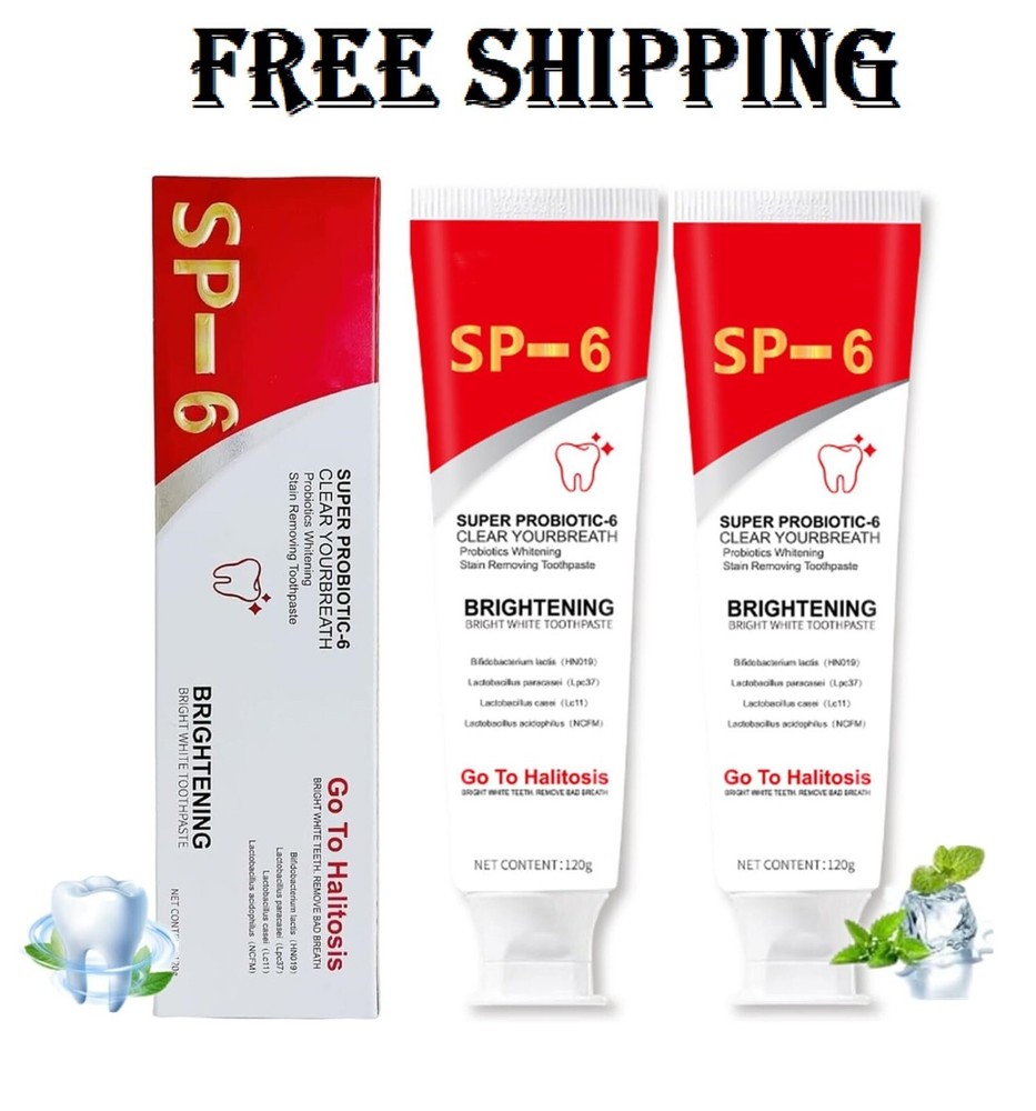 6Pack SP-6 Probiotic Toothpaste,Sp-6 Toothpaste Whitening Quick White Toothpaste