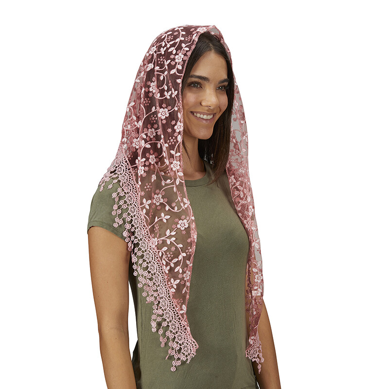 Chapel Veil with Tassels - Rose