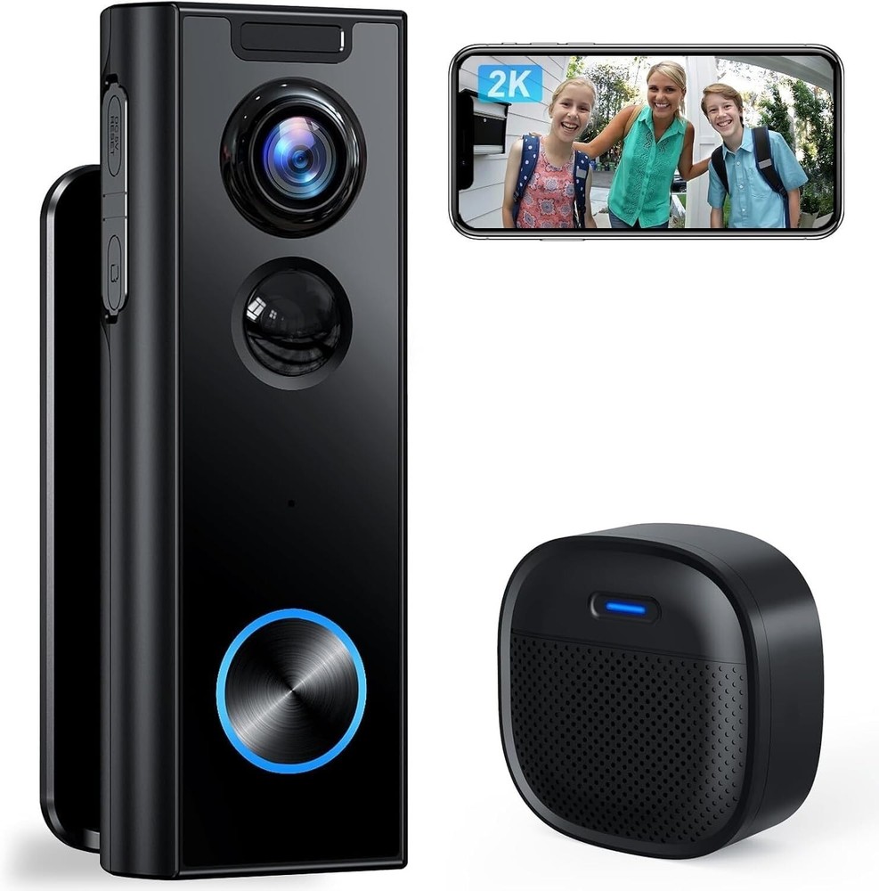 2K Wireless Doorbell Camera with No Subscription - Smart Home Security Solution