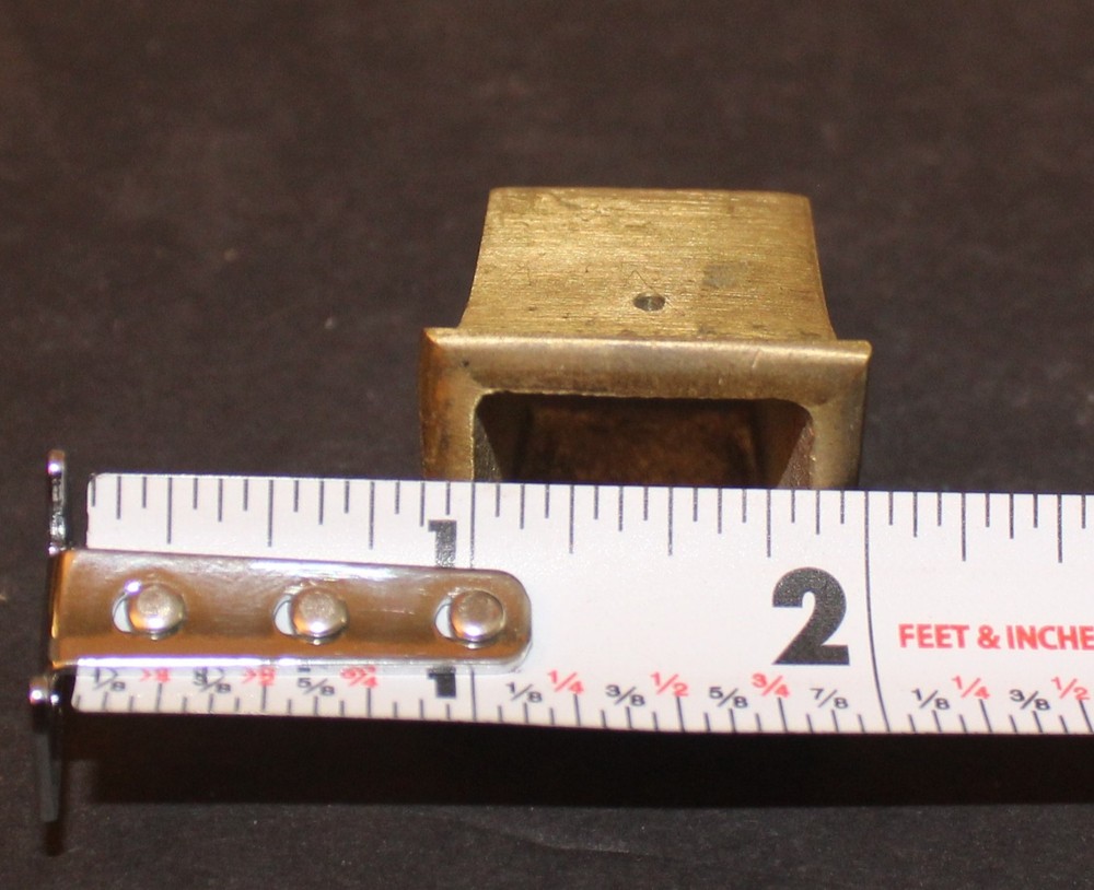 4 Quality Antique Solid Brass Small Square Table Leg Ferrules 1 1/8" x 1" High