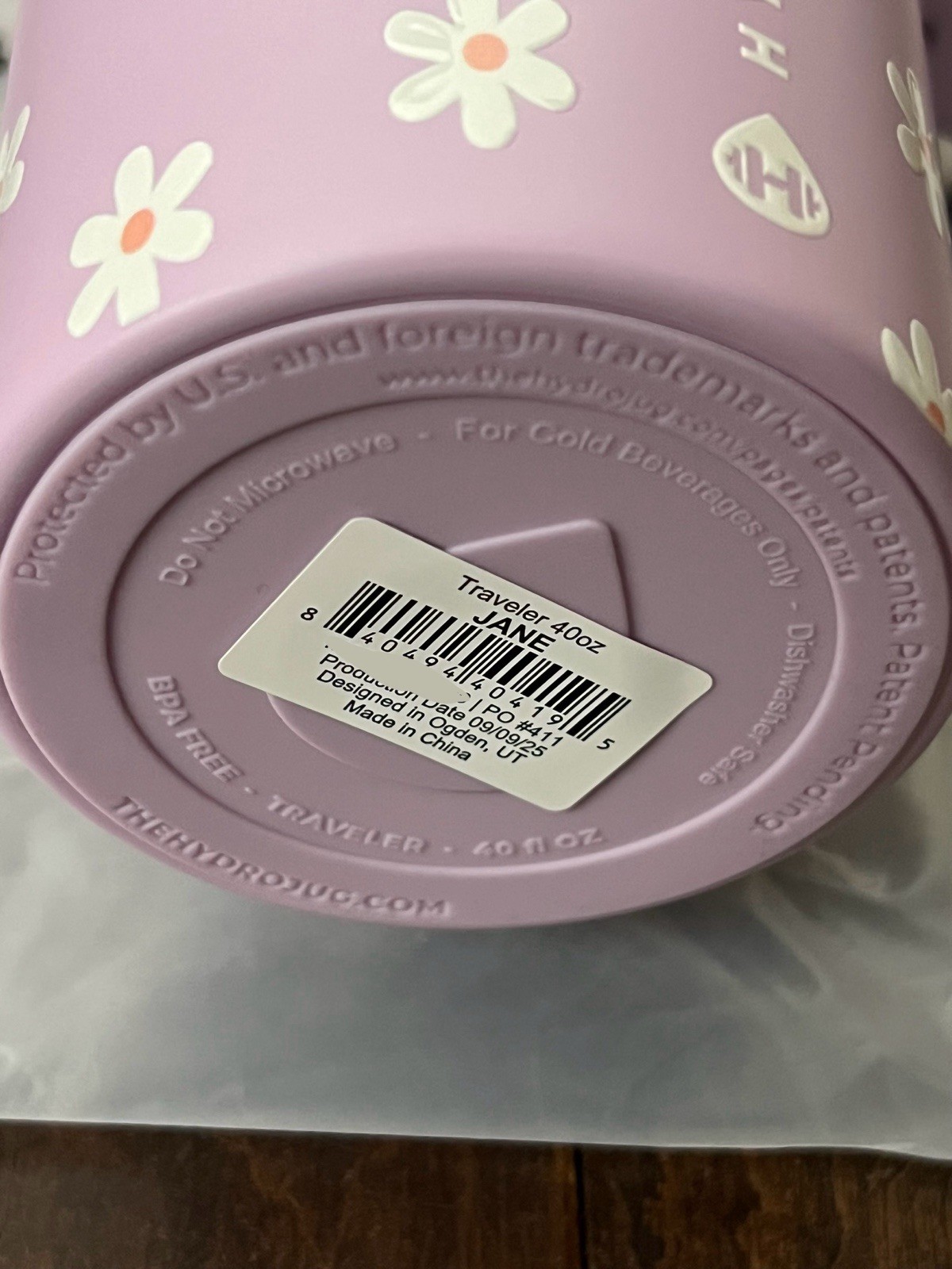 Hydrojug Jane Collection 2026 Purple Flower Design Traveler 40oz Cup New IN HAND