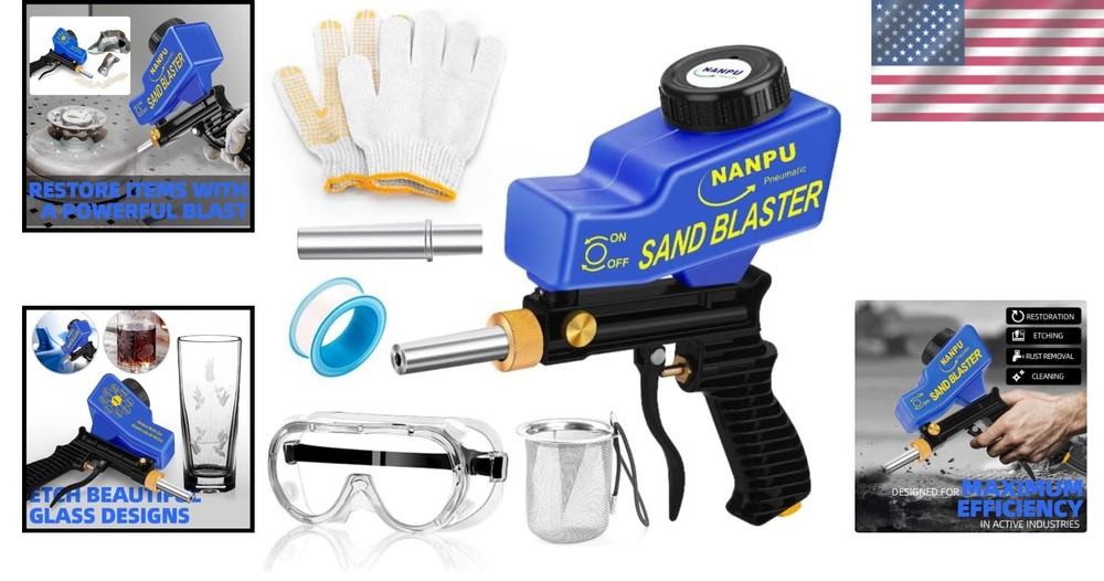 Compact Air Sandblaster Gun for DIY Projects: Paint Stripping and Rust Removal