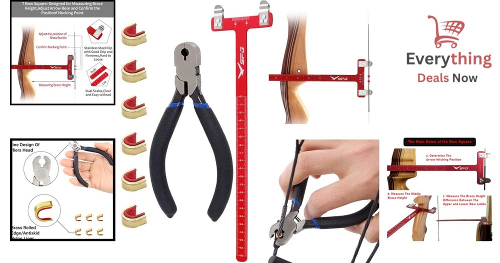 Archery Bow Square Nocking Point Pliers Kit T-Shape Ruler String Tuning Tool Set